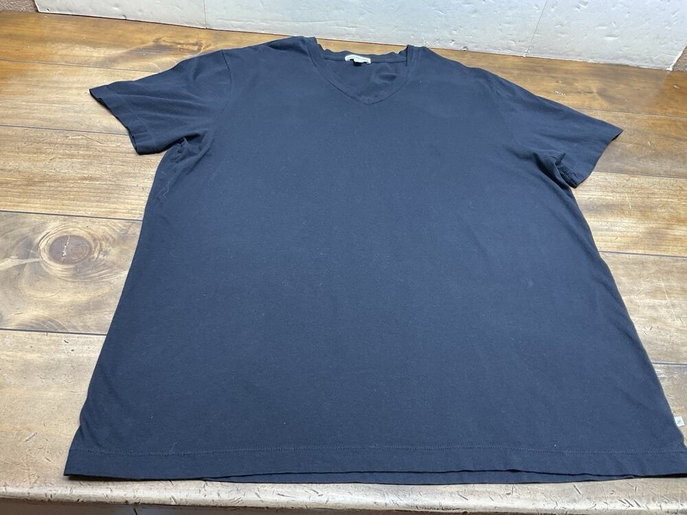 James Perse Shirt Mens Size 5/2XL Black V Neck USA Made Casual Short Sleeve